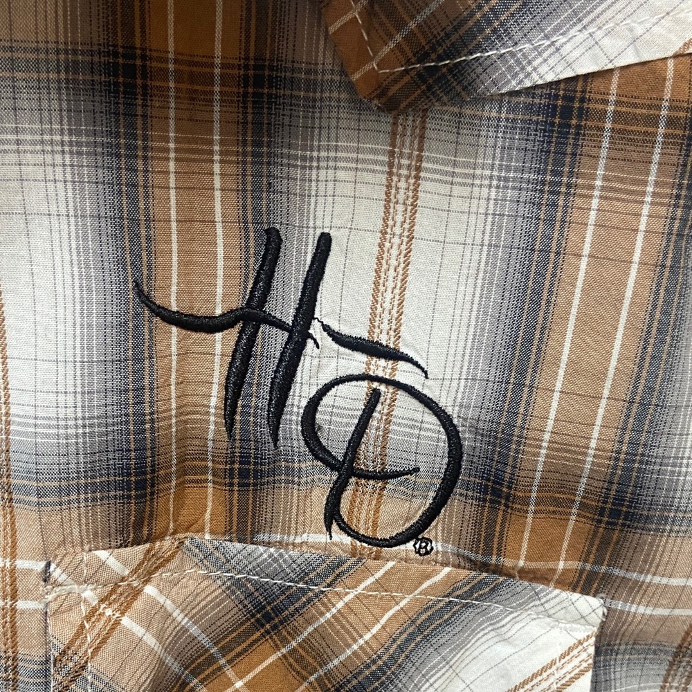 Harley-Davidson Tan and Black Plaid Shirt - Picture 3 of 7